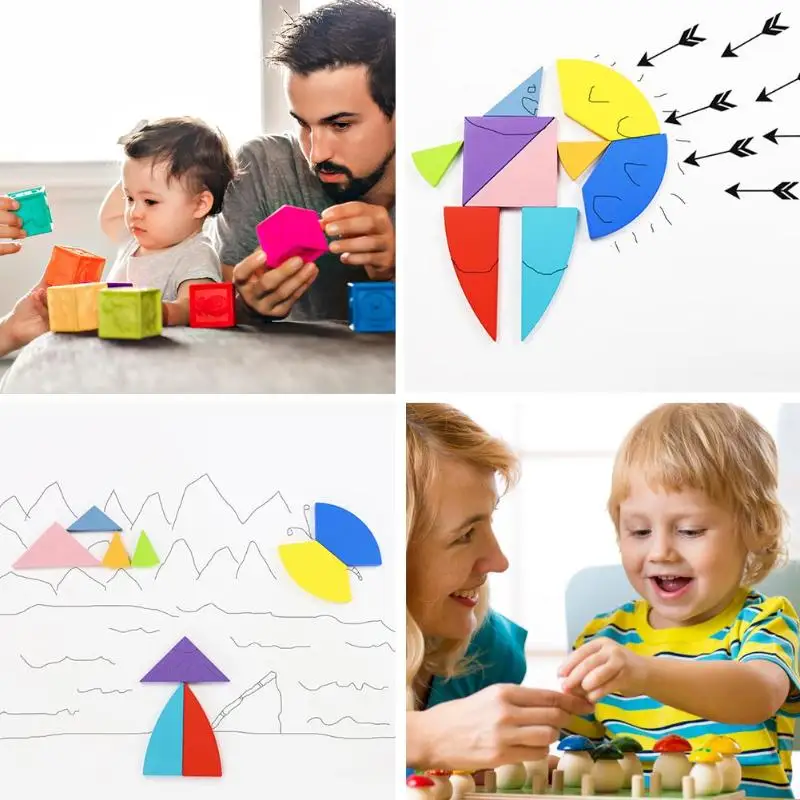 3D раннее образование головоломка деревянная игрушка Дети развитие интеллекта Танграм воображение и творчество безопасность веселье