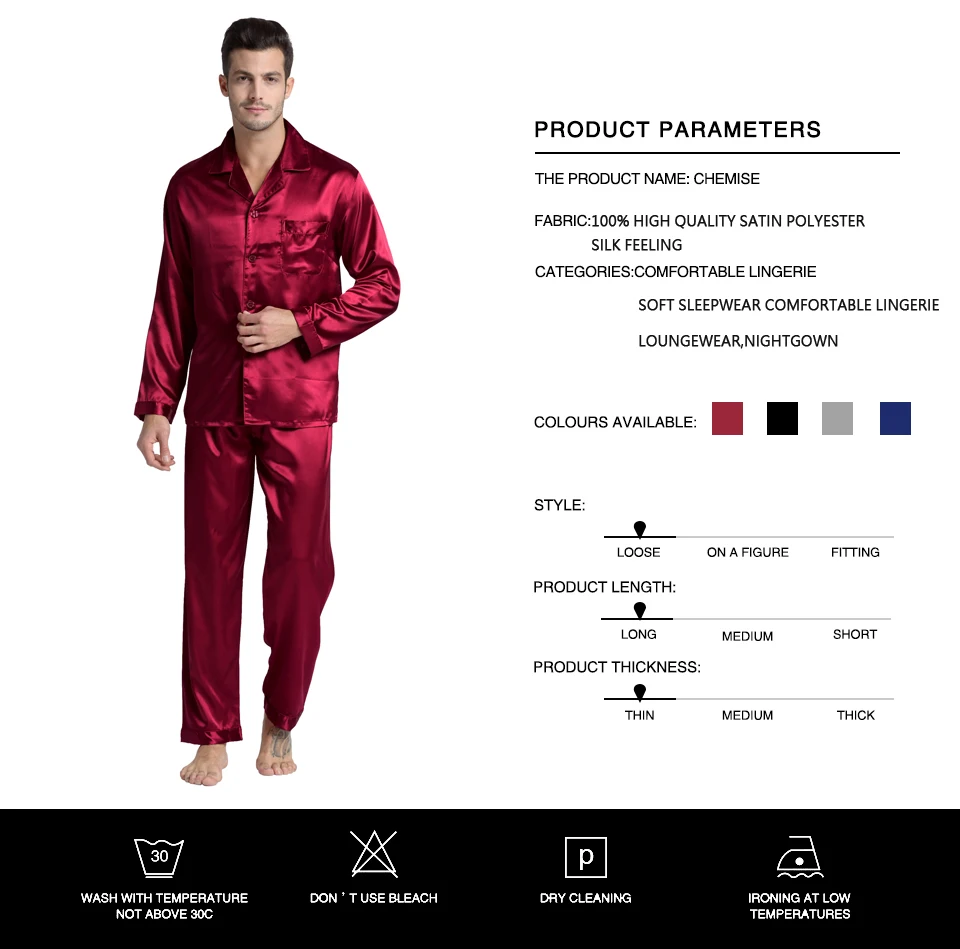Tony&Candice Men's Stain Silk Pajama Set Men Pajamas Silk Sleepwear Men Sexy Modern Style Soft Cozy Satin Nightgown Men Summer Tony&Candice Men's Stain Silk Pajama Set Men Pajamas Silk Sleepwear Men Sexy Modern Style Soft Cozy Satin Nightgown Men Summer