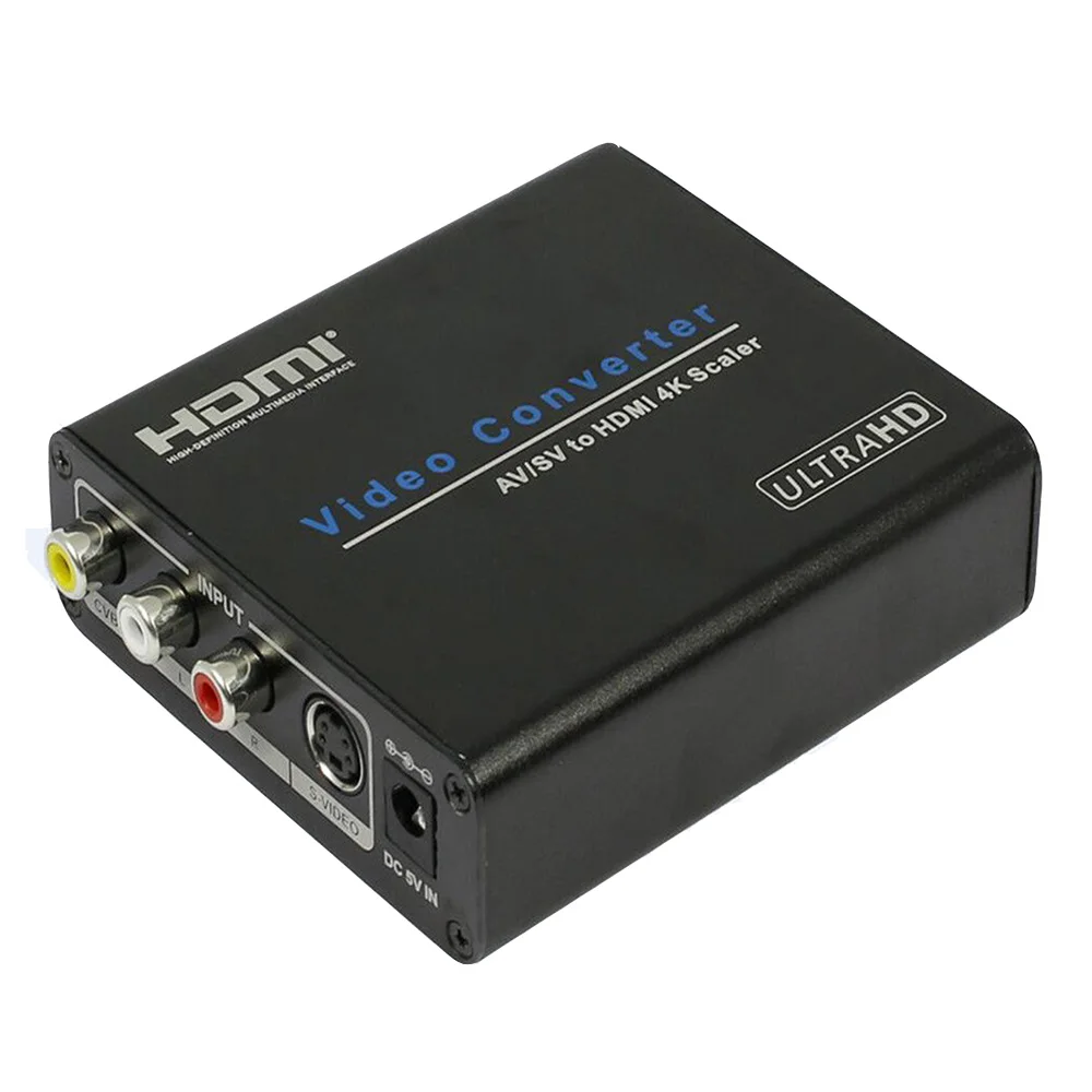 

composite RCA Av to HDMI UHD Converter scaler with S-video inputs up to 4kX2k&1080P output supported
