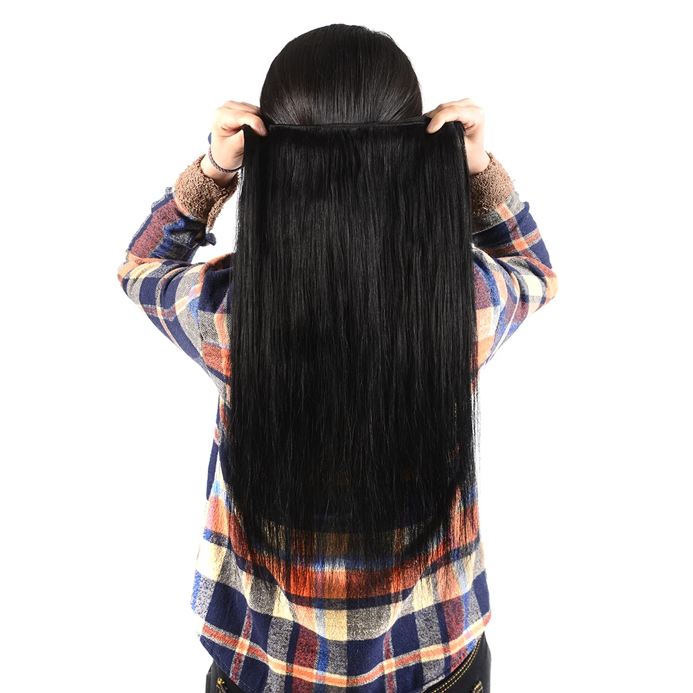 Doreen pelo europeo doble pelo humano dibujado paquetes extensiones de cabello de trama gruesa máquina Real hecho Remy Color negro Natural