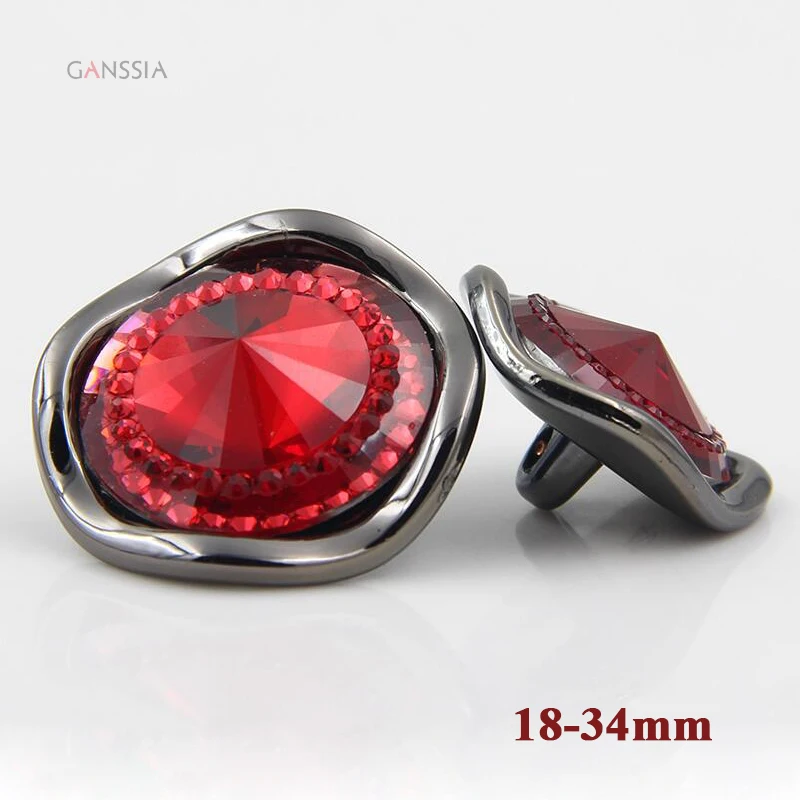 

4 colors Stylish resin rhinestone buttons for overcoat Steepletop design round button Garment accessories 18-34mm (ss-7606)