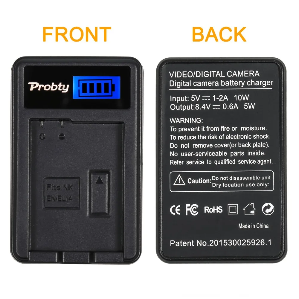 Probty EN-EL14 EN EL14 ENEL14 ЖК-дисплей Батарея Зарядное устройство для Nikon P7000 P7100 P7700 D3100 D3200 D5100 D5300
