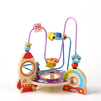 

Wooden 3D Space Around Beads Puzzle Games Montessori Educational Toys For Children Baby Kid Maze Intellectual Development Toys