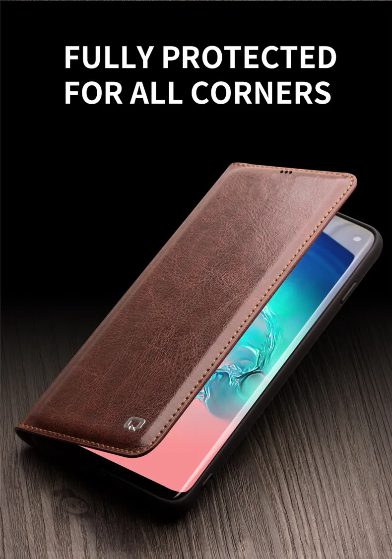 QIALINO, чехол из натуральной кожи для samsung Galaxy S10 Plus, кошелек, флип, чехол для мобильного телефона, для samsung S10, Ретро стиль, роскошная кожаная сумка для карт
