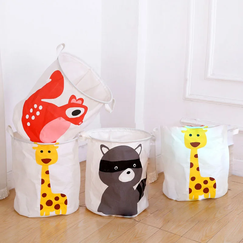 Folding Laundry Basket Cartoon Storage Barrel Standing Toy Clothing Storage Bucket Laundry Organizer Holder Pouch for Kids gift