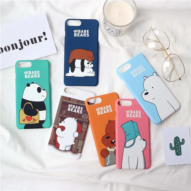 

We Bare Bears Hard Phone Cases For iPhone 7 7 Plus 8 Plus X 6 6S Plus Cases Cute Cartoon Korea Hard PC Back Cover Case Coque