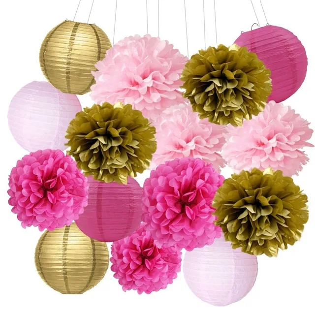 Aliexpress Com Buy 18pcs Girl Baby Shower Decorations Fuchsia Pink
