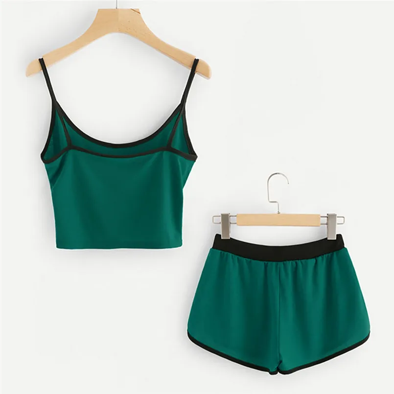 Fashion Sleeveless Suspender Shorts Sport Suit Summer Active Outfit For Ladies Skin Care Soft Clothes Conjuntos De Mujer 40DE04 (8)