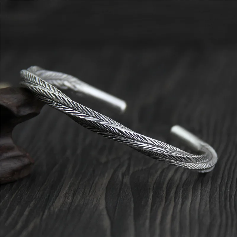 

C&R Real 999 Sterling Silver bracelet Men's and Women's Twisted Style bangles Vintage Thai Silver bracelets Fine Jewelry