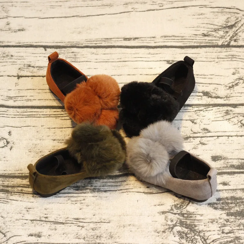 

Children's Shoes Velvet Rabbit Hair Magic Sticker Girls Shoes Winter Toddler Flat Casual Fashion Plush Warm Soft Sole Kids Shoes
