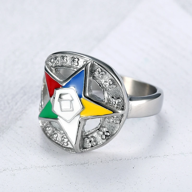 Модные кольца с восточной звездой 316L из нержавеющей стали серебряного цвета, эмалированные масонские кольца для мужчин и женщин
