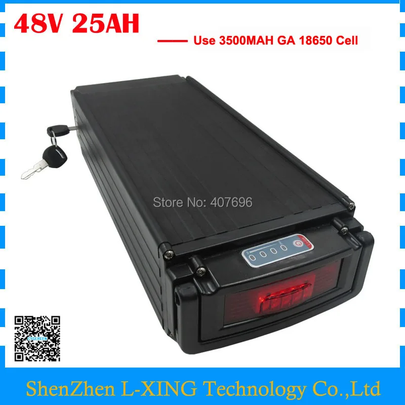 Discount Electric bike battery 48v 25ah li-ion batteries 48V 24.5AH rear rack battery with tail light use 3500mah GA cell 50A BMS 2 Discount Electric bike battery 48v 25ah li-ion batteries 48V 24.5AH rear rack battery with tail light use 3500mah GA cell 50A BMS 2
