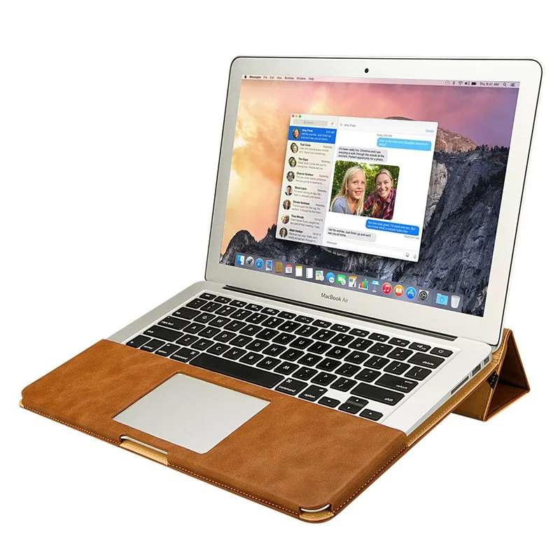 Jisoncase кожаный чехол-подставка для MacBook Air Pro retina 11 12 13 15 дюймов Чехол-книжка Роскошный чехол для ноутбука чехол s PU