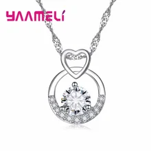 Elegantes collares colgantes de cristal austríaco de Plata de Ley 925 para mujer joyería de amor puro aniversario de boda(China)