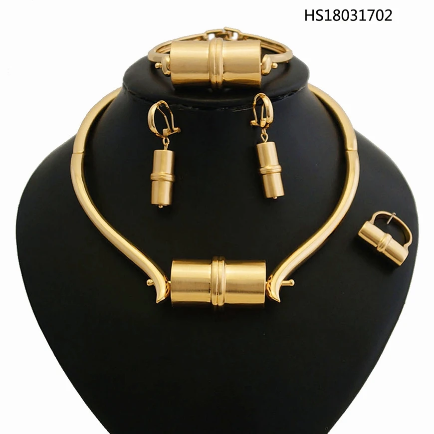 

YULAILI Popular Pure Gold Color Jewelry Set African Fashion Party Costume Ladies Accessories