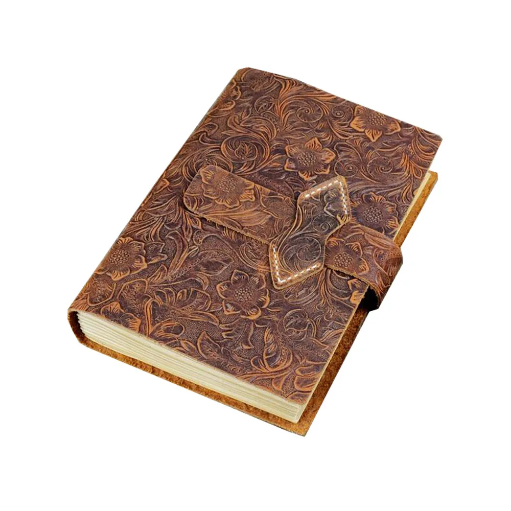 А5 кожаный блокнот для записей-старинный ежедневный блокнот ручной работы в кожаном переплете для мужчин и женщин TPN123(без ручки и сумки для ручек - Цвет: Brown Embossed