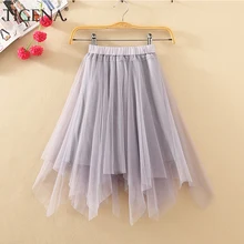 TIGENA летняя юбка-пачка из тюля, Женская корейская мода, высокая талия, плиссированная мини-юбка, короткая школьная юбка от солнца, женская розовая, белая, Черная