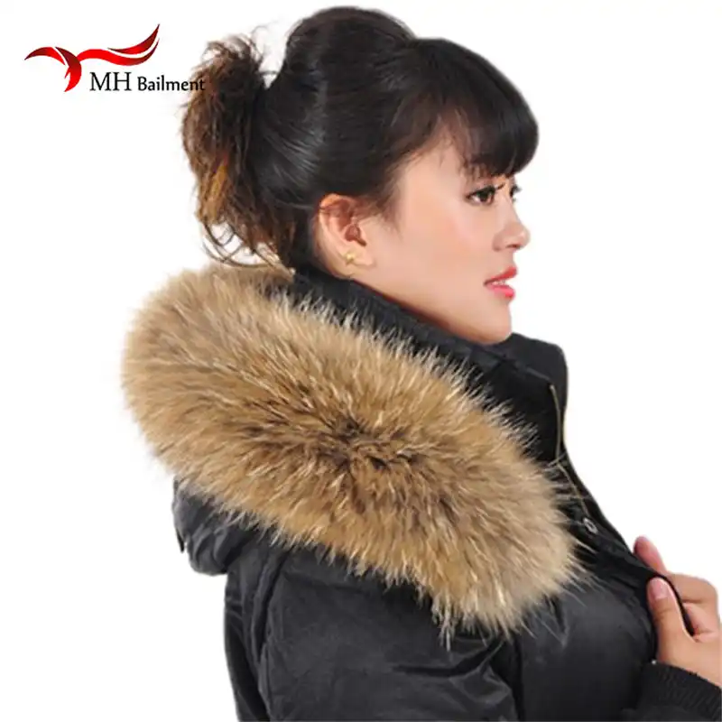 New Womens Real Genuine Raccoon Fur Collar Scarf//Shawl//Wrap Neck For Sweater