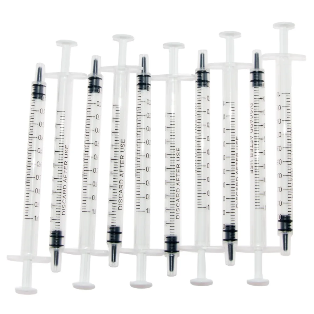 

100pcs Plastic Syringe 1ml syringe 1cc Injector without Needles For Lab and Industrial Dispensing Adhesives Glue Soldering Paste