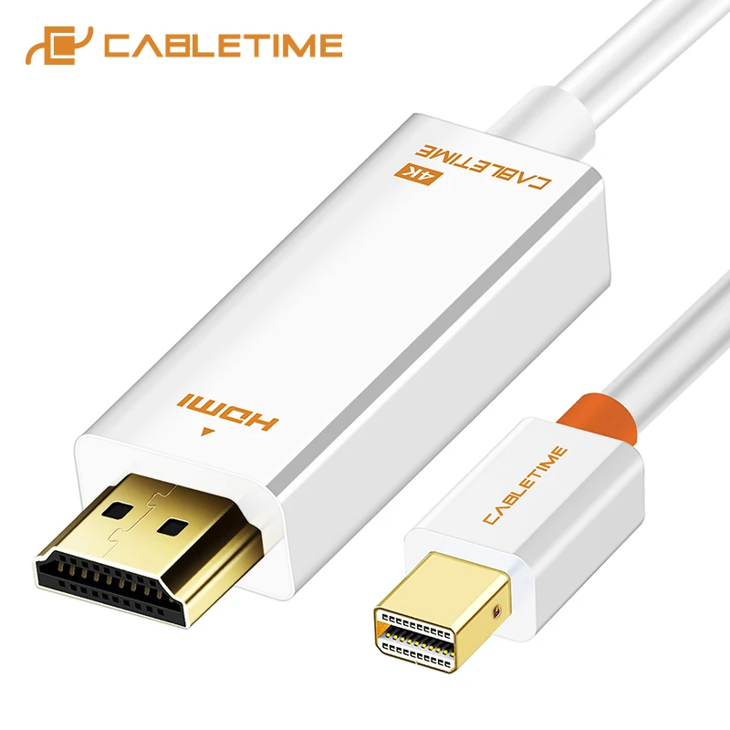 Новое поступление CABLETIME Thunderbolt 4k мини DisplayPort dp к HDMI 4K адаптер DP кабель для 1080P ТВ