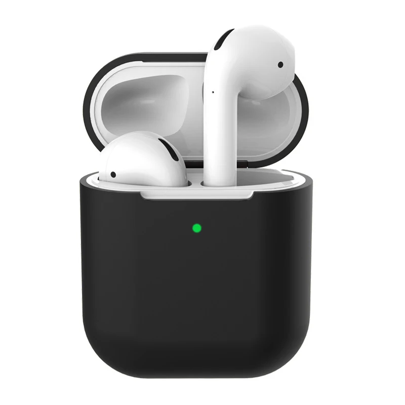 Силиконовый защитный чехол для наушников airpods 2, чехол для airpod airpods2, беспроводные bluetooth наушники для air pods silm case - Цвет: Black