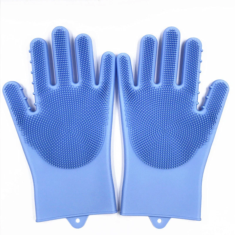 Новейшее обновление волшебные перчатки 1 пара силиконовые блюдо моющиеся перчатки кухонные аксессуары Универсальные перчатки для мытья посуды бытовой инструмент - Цвет: Синий