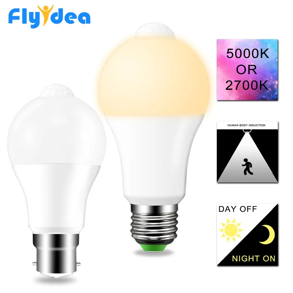 

LED PIR motion sensor light bulb IP42 12W 18W 110V 220V Home Patio human body induction light Night Lamp dusk to dawn smart lamp
