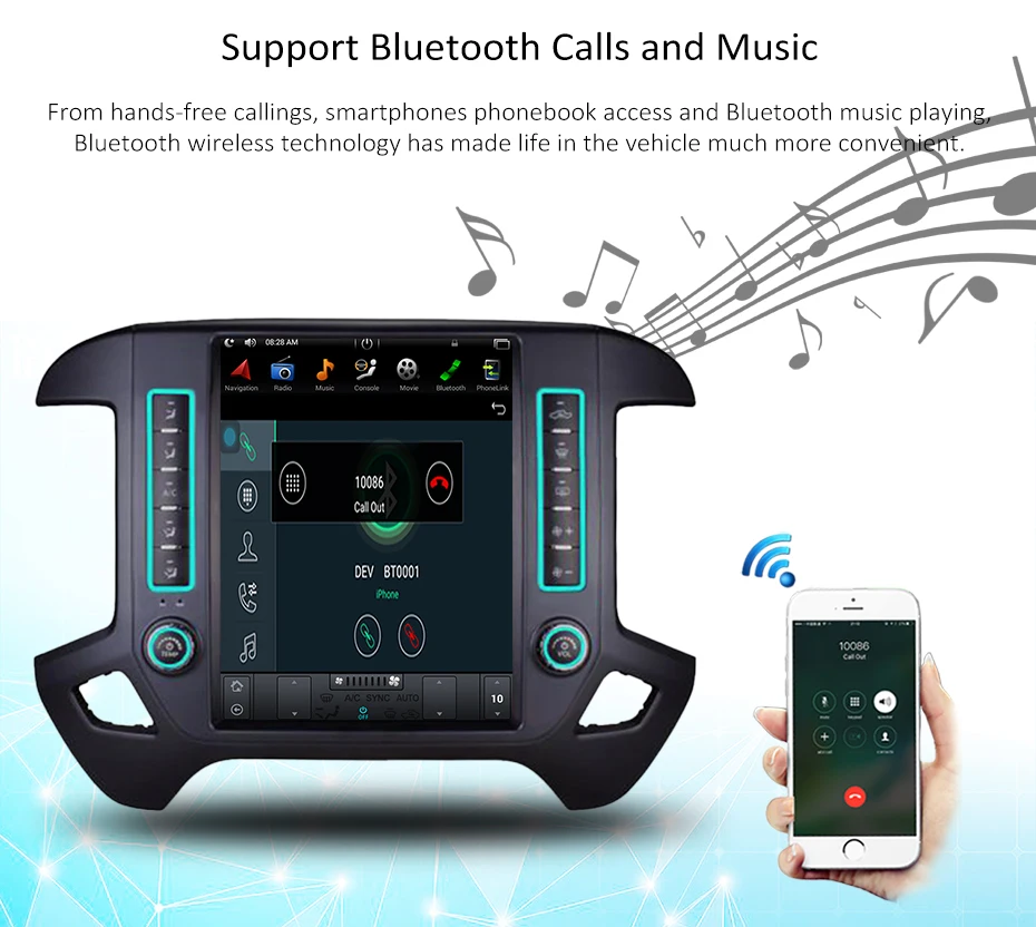 Discount Android 7.1 12.1" Tesla style Vertical car radio navigation player For Chevrolet Silverado and GMC Sierra 2014 2015 2016 - 2018 6