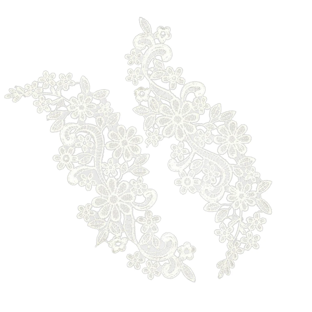 White Floral Venise Lace Applique Embroidered Guipure Sewing Lace Motif Trims for Sewing Clothing Dress DIY Crafts Supllies
