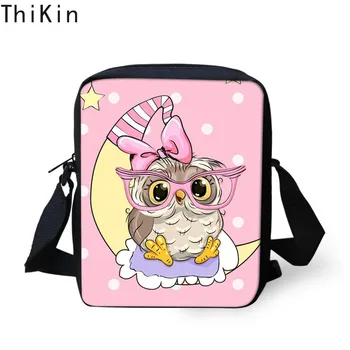 

THIKIN Animal Owl Puzzle Printing Kids Small Messenger Bag Handbags for Children Girls Kawaii Shoulder Bag Women Crossbody Bags