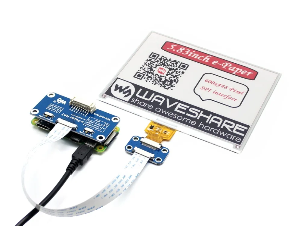 Дисплей E Ink Waveshare 600x448 5 83 дюйма для Raspberry Pi красный/черный/белый трехцветный
