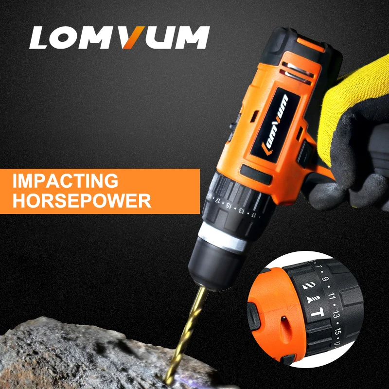 Дрель шуруповерт LOMVUM аккумуляторная ударная 16 В|electric drill|cordless electriccordless electric drill |