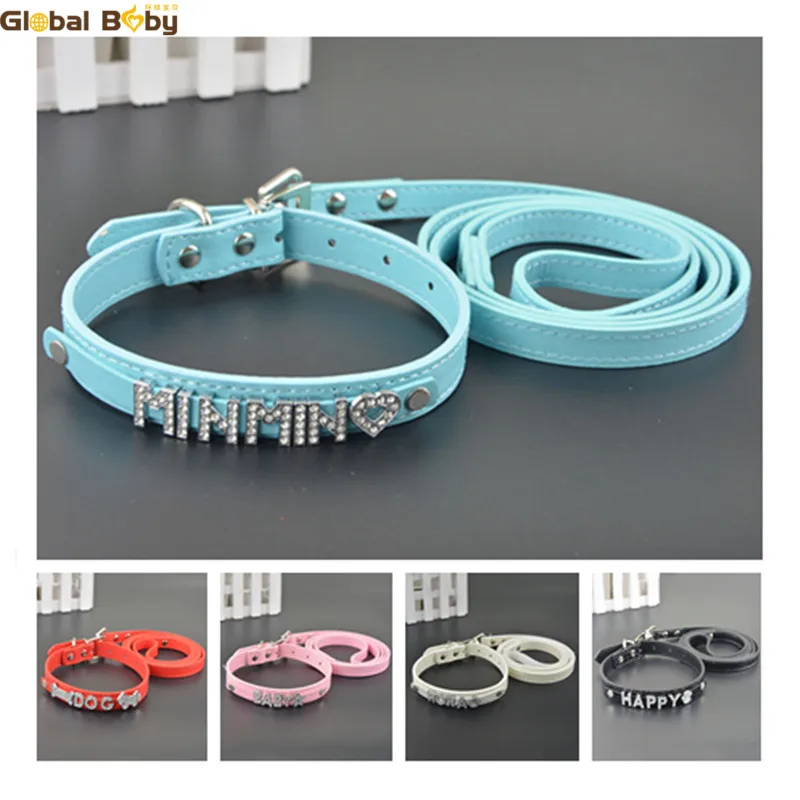 Global Baby Pet Collar and Leash Set Crocodile Plain Styles Dog Pet Puppy Personalized Collar
