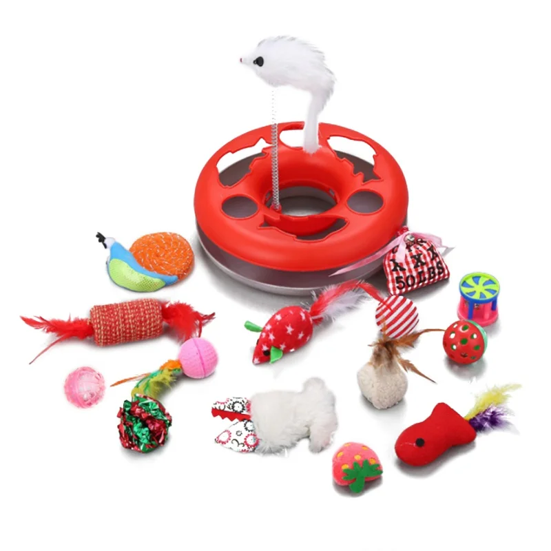 Buy 15/17/20 pcs Pet Cat toy Set Feather Teaser Wand