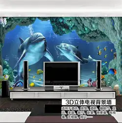 3d комнате обои пользовательские фрески из нетканого материала Стикер Дельфин Мать и дитя фото ТВ диван фон обои для стен 3d