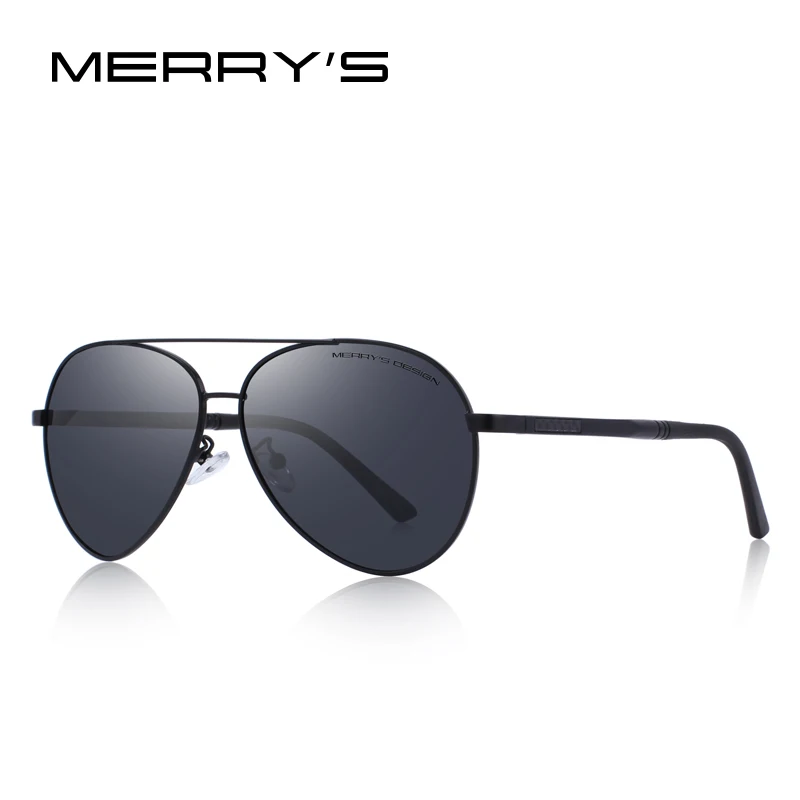 MERRYS дизайн для мужчин Классический пилот поляризованные солнцезащитные очки для женщин алюминий магния ноги UV400 защиты S8158 - Цвет линз: C01 Black