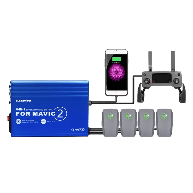 $46.95  6 in 1 Battery Housekeeper Quick Charging Charger for DJI MAVIC 2 PRO/MAVIC 2 ZOOM Drone - EU /US P