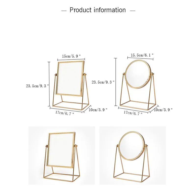 Скандинавское металлическое декоративное зеркало для леди, настольное зеркало для макияжа, медное трехмерное зеркало принцессы, аксессуары для домашнего декора
