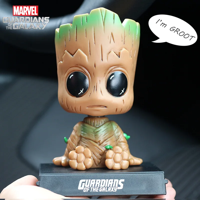 12CM Evade Glue Guardians of The Galaxy Vol Groot Action Figure Shaking His Head Doll Car