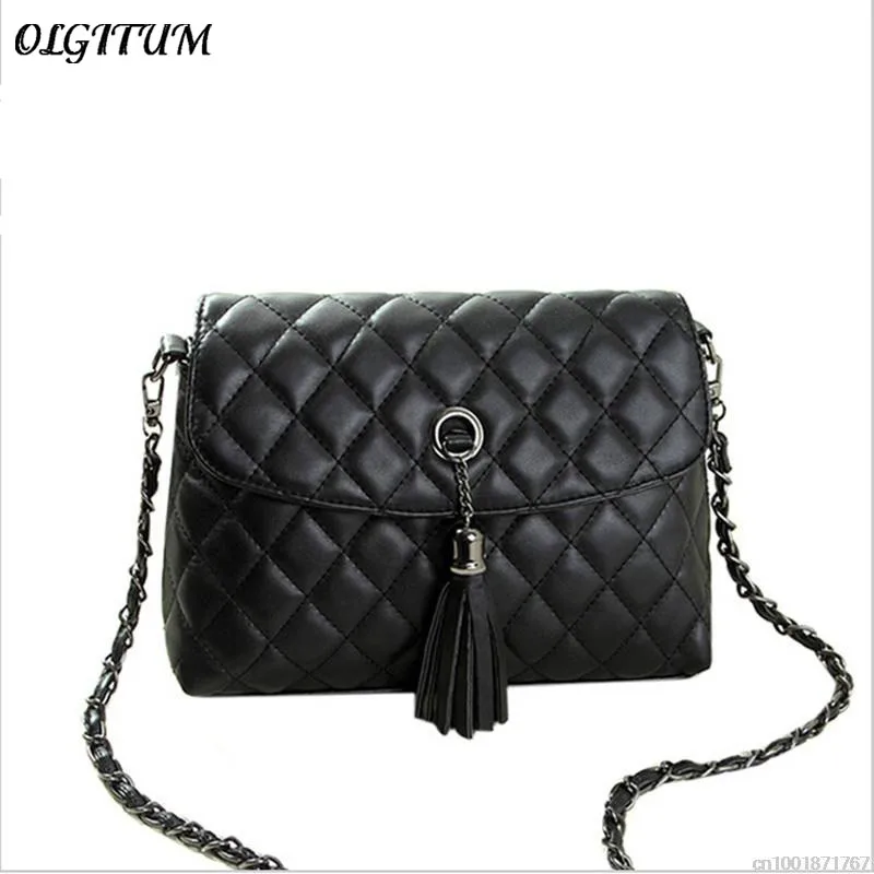 

BOLO Brand!New Style Simple Embroidery Women Crossbody Bag Fashion Chain Shoulder Bag Tassel Women Messenger Bag