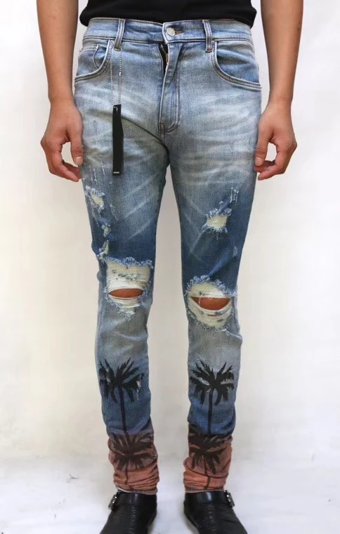 amiri palm tree jeans black