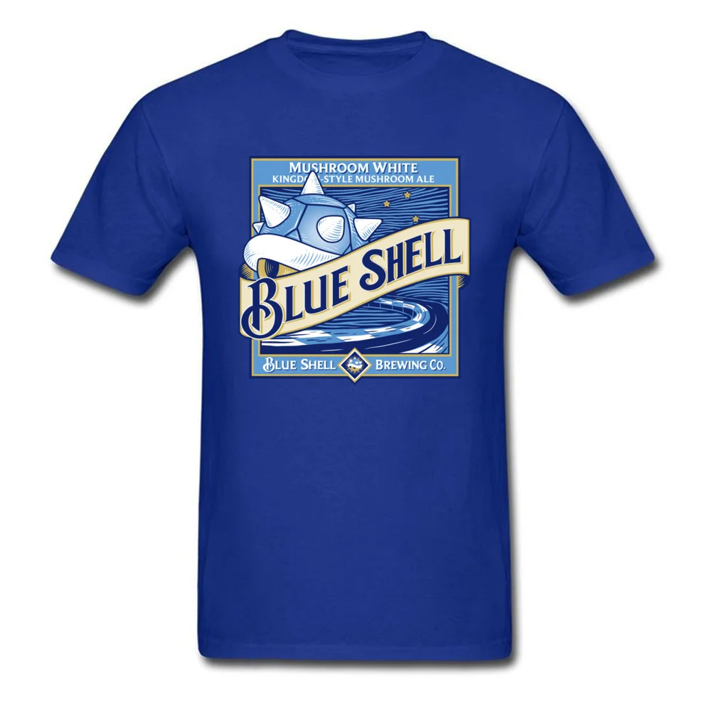 blue shell beer 6837 T-shirts for Men Print Thanksgiving Day Tops Shirts Short Sleeve Classic Sweatshirts Crew Neck 100% Cotton blue shell beer 6837 blue