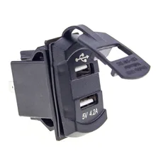 4.2A Waterproof Car Dual USB Phone Charger Socket Rocker Style LED Voltage Meter Voltmeter For Motorcycle Boat Car Truck