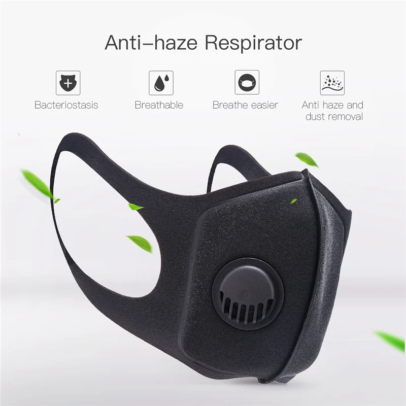 

Unisex Soft Good Elasticity Washable Anti Dust Washable Mask Breath Valve Anti-dust Mouth Mask Double Filter Layer Mouth-muffle