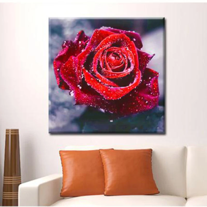 

5D Red Rose Diamond Painting Living Room Embroidery Painting Full Kit Rhinestone Moasic Cross Stitch Round Diamond Wall Decor