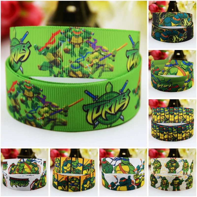 

7/8'' (22mm) Teenage Mutant Ninja Turtles Cartoon Character printed Grosgrain Ribbon party decoration satin ribbons OEM 10 Yards