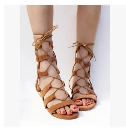 2017 New arrival hot women bind leather peep-toe Roman shoes flat sandals sexy women shoes ankle strap contracted sandals