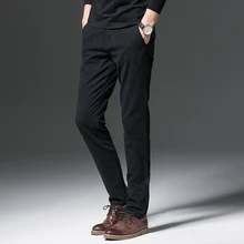 Осенне-зимние мужские абразивные брюки для отдыха, деловые повседневные Прямые брюки с талией, Pantalon homme