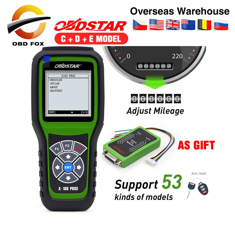 

OBDStar x100 pro Auto Key Programmer X100 PROS C+D+E IMMO+Odometer+OBD x100 pros with eeprom as gift Odometer correction tool