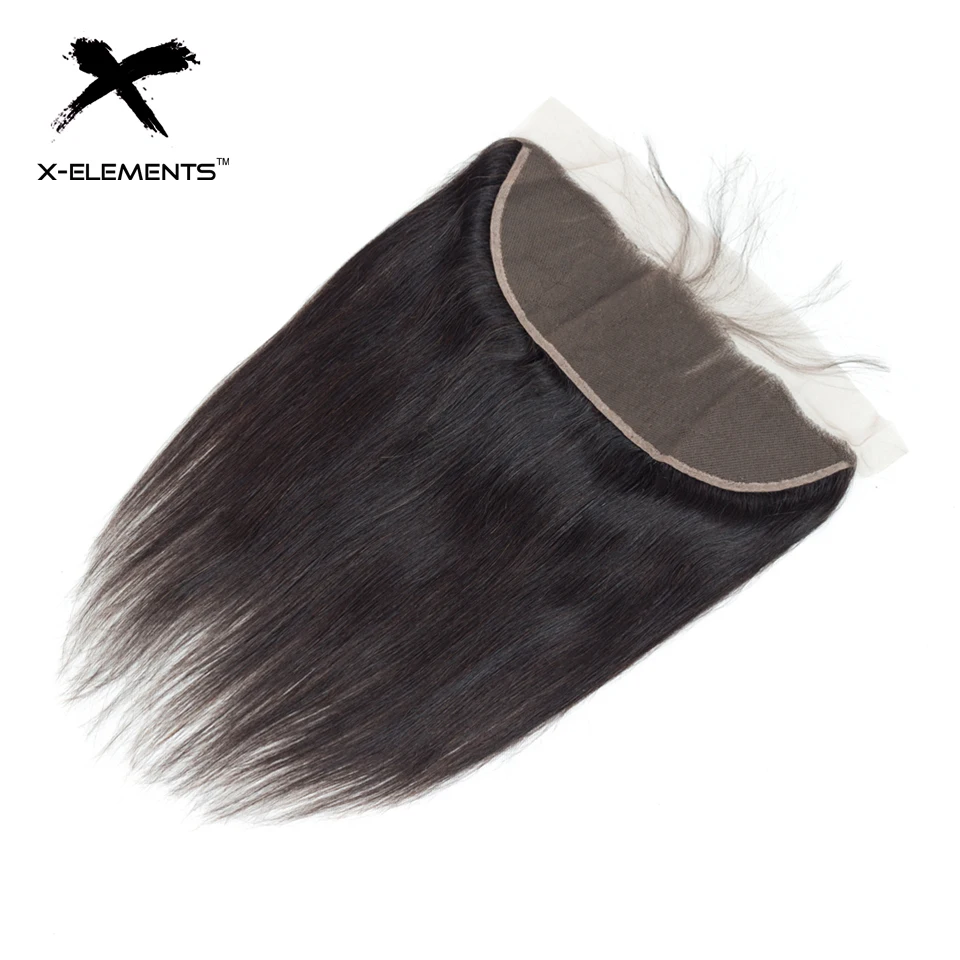 X-Elements Peruvian Straight Hair Bundles with Frontal Natural Color Non Remy Human Hair Weave with 13x4 Lace Frontal (4)